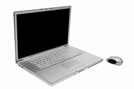 simsearch:400-05073201,k - Modern and fashionable laptop with the wireless mouse Foto de stock - Super Valor sin royalties y Suscripción, Código: 400-04526214
