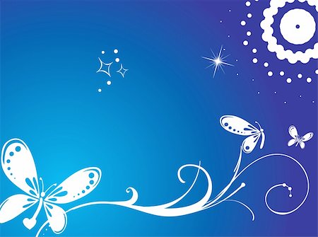 butterfly and stars on gradient blue background, wallpaper Stock Photo - Budget Royalty-Free & Subscription, Code: 400-04526345