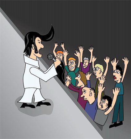 elvis - The singer and spectators at a concert. A vector illustration. Photographie de stock - Aubaine LD & Abonnement, Code: 400-04526508