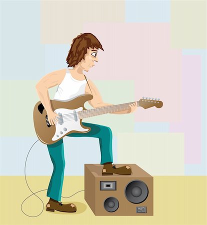 The man, playing on an electric guitar. The vector image. Stock Photo - Budget Royalty-Free & Subscription, Code: 400-04526518