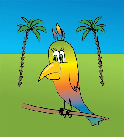 simsearch:400-05876148,k - The vector image of a multi-coloured parrot on a background of palm trees. Foto de stock - Super Valor sin royalties y Suscripción, Código: 400-04526538