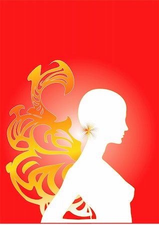 Illustration with the image of the beautiful abstract girl on a red background. Foto de stock - Super Valor sin royalties y Suscripción, Código: 400-04526880