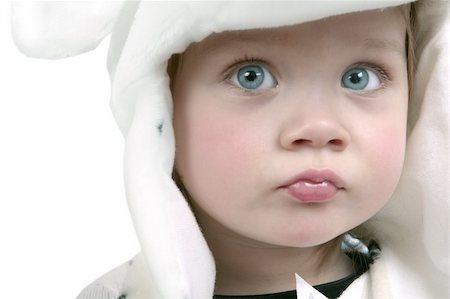 Adorale baby girl wearing white fuzzy hat Stock Photo - Budget Royalty-Free & Subscription, Code: 400-04526903