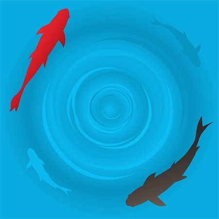 fresh blue fish - Vector - Japanese koi or carp fish swimming in a circle. Stock Photo - Budget Royalty-Free & Subscription, Code: 400-04527040