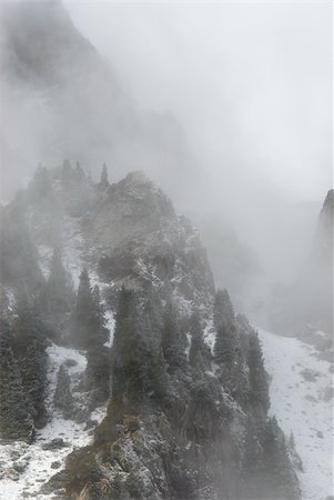 simsearch:400-06412616,k - Rocks, forest and fog Kazakhstan, TyanShan mountains, Small Almaty gorge Photographie de stock - Aubaine LD & Abonnement, Code: 400-04527060