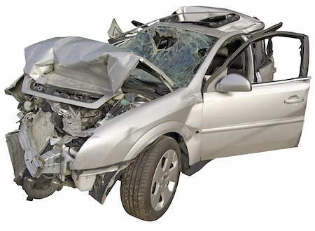A wrecked passenger car on a white background. Stock Photo - Budget Royalty-Free & Subscription, Code: 400-04527277