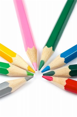 simsearch:400-03947012,k - Assortment of coloured pencils with shadow on white background Stock Photo - Budget Royalty-Free & Subscription, Code: 400-04527298