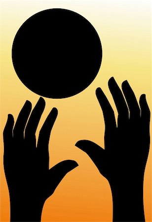 simsearch:400-06102709,k - Illustration of silhouette of a basket ball and human hands Stockbilder - Microstock & Abonnement, Bildnummer: 400-04527417