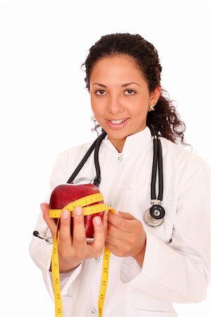 dead_morozzzka (artist) - Young doctor with a red apple over white background. Photographie de stock - Aubaine LD & Abonnement, Code: 400-04527538