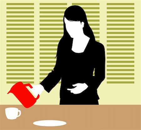 Illustration of silhouette of a lady pouring tea Stock Photo - Budget Royalty-Free & Subscription, Code: 400-04527638