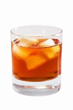 simsearch:400-03979160,k - Glass of whisky with an ice on a white background Stock Photo - Budget Royalty-Free & Subscription, Code: 400-04527938