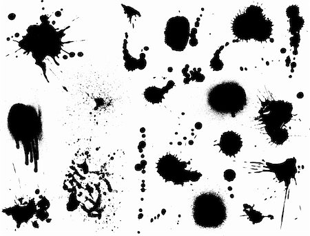 simsearch:400-04075629,k - Large collection of detailed ink splats Stock Photo - Budget Royalty-Free & Subscription, Code: 400-04528113