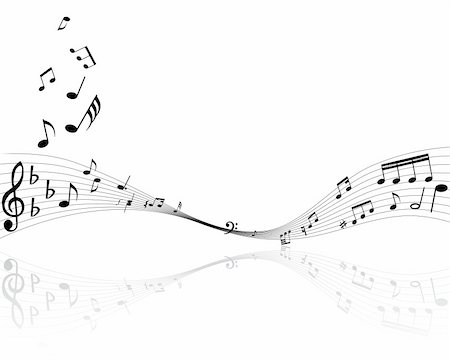 swirling music sheet - Musical notes background with lines. Vector illustration. Stock Photo - Budget Royalty-Free & Subscription, Code: 400-04528152