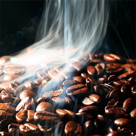 macro coffee beans in aroma smoke Stock Photo - Budget Royalty-Free & Subscription, Code: 400-04528164