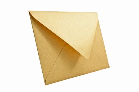 people posting a letter - Golden envelope on white background, close up, studio shot. Stock Photo - Budget Royalty-Free & Subscription, Code: 400-04528169