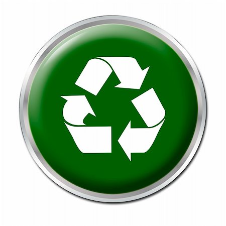 Green button with the symbol for recycling Foto de stock - Royalty-Free Super Valor e Assinatura, Número: 400-04528426