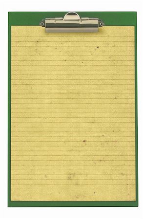 piece of lined paper stuck to a clipboard, isolated on white Stock Photo - Budget Royalty-Free & Subscription, Code: 400-04528439