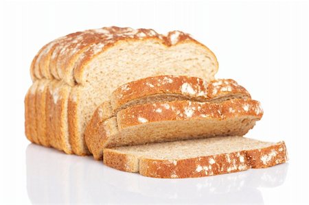 simsearch:400-04626602,k - A slices of bread reflected on white background. Shallow depth of field Stock Photo - Budget Royalty-Free & Subscription, Code: 400-04528833
