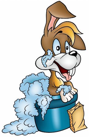 simsearch:400-04162983,k - Rabbit and Bathing - smiling cartoon illustration as vector Foto de stock - Super Valor sin royalties y Suscripción, Código: 400-04528878