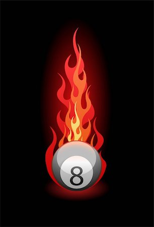 exploding numbers - Vector illustration of a 'Eight' billiard ball in fire on black background Stock Photo - Budget Royalty-Free & Subscription, Code: 400-04529005