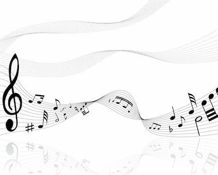 swirling music sheet - Musical notes background with lines. Vector illustration. Stock Photo - Budget Royalty-Free & Subscription, Code: 400-04529034