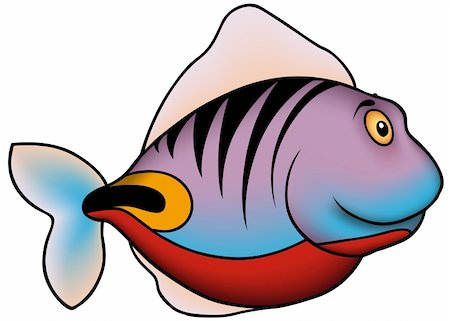 fish clip art to color - Purple Striped Fish - cartoon illustration as vector Stock Photo - Budget Royalty-Free & Subscription, Code: 400-04529183