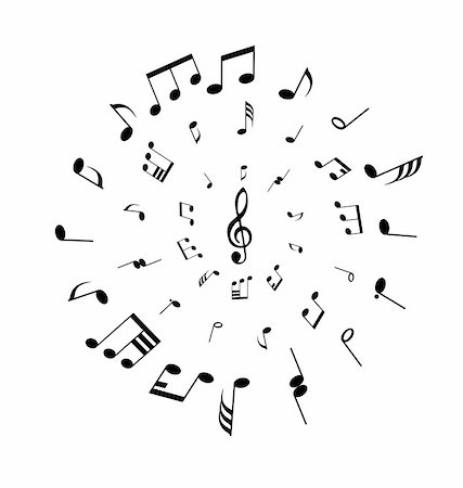 Musical notes background in circle shape. Vector illustration. Foto de stock - Super Valor sin royalties y Suscripción, Código: 400-04529528