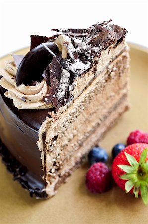 simsearch:400-05695717,k - Slice of chocolate mousse cake served on a plate Stock Photo - Budget Royalty-Free & Subscription, Code: 400-04529618