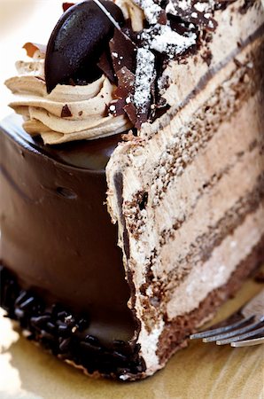 simsearch:400-05695717,k - Slice of chocolate mousse cake served on a plate Stock Photo - Budget Royalty-Free & Subscription, Code: 400-04529619