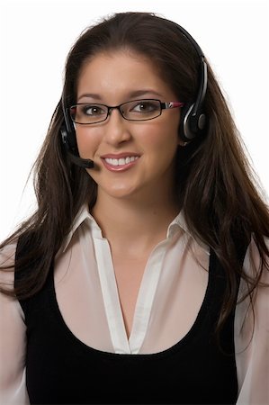 simsearch:400-03990860,k - Businesswoman with stylish glasses and head set Photographie de stock - Aubaine LD & Abonnement, Code: 400-04529704