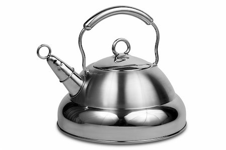 Modern metal teapot on a white background Stock Photo - Budget Royalty-Free & Subscription, Code: 400-04529764