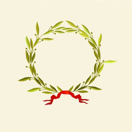 Vector illustration -  laurel wreath with red ribbon Stock Photo - Budget Royalty-Free & Subscription, Code: 400-04529782