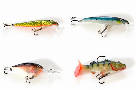 decoy - isolated four kinds of lures Stock Photo - Budget Royalty-Free & Subscription, Code: 400-04520497