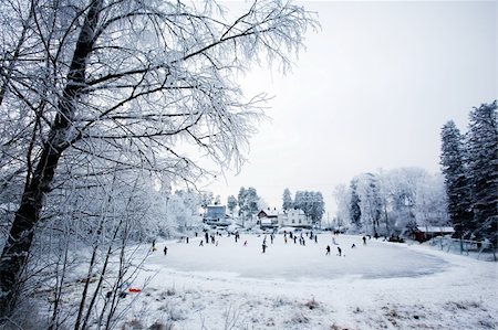 pond hockey - A group of people skating on a local rink Stock Photo - Budget Royalty-Free & Subscription, Code: 400-04520856
