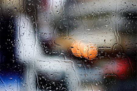 rain outside the window - Raindrops on a window and lights Stock Photo - Budget Royalty-Free & Subscription, Code: 400-04520933