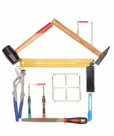 simsearch:640-02950998,k - House made from tools isolated on white Stock Photo - Budget Royalty-Free & Subscription, Code: 400-04521411