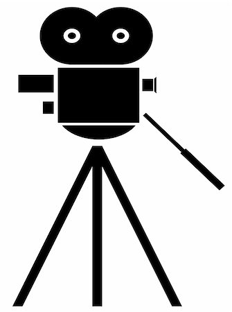 black silhouette of movie camera on white background Stock Photo - Budget Royalty-Free & Subscription, Code: 400-04521832