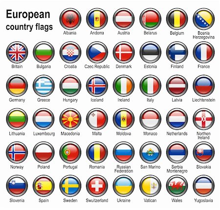 shiny web buttons with european contry flags Stock Photo - Budget Royalty-Free & Subscription, Code: 400-04522155
