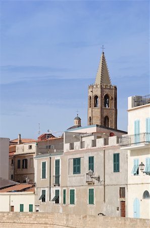 Alghero, Sardinia, Italy - view from bastions towards the cathed Stock Photo - Budget Royalty-Free & Subscription, Code: 400-04522416