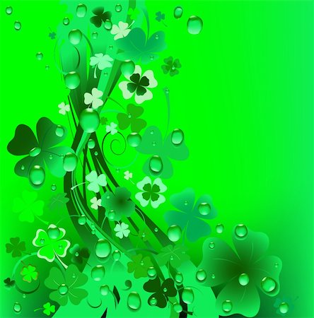 simsearch:400-06066010,k - green background; abstract design with clovers and water drops Foto de stock - Super Valor sin royalties y Suscripción, Código: 400-04523033