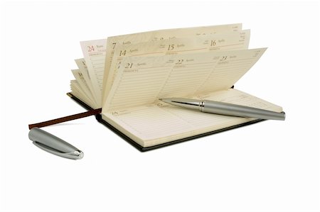 simsearch:400-07108048,k - Concept time management, isolated diary and pen on a white background Foto de stock - Super Valor sin royalties y Suscripción, Código: 400-04523302
