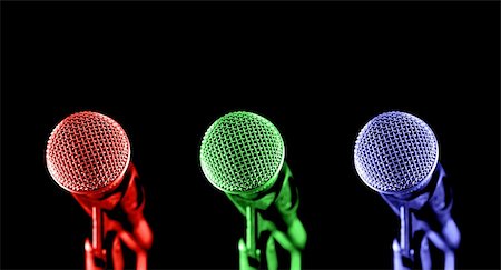 primary colored microphones on black Stock Photo - Budget Royalty-Free & Subscription, Code: 400-04523929