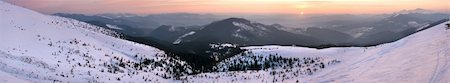 footprint winter landscape mountain - Mountain sunrise panorama (Drahobrat Ski Resort, Yasenja villadge, Zacarpatsjka Region, Carpathian Mt's, Ukraine). Twelve shots stitch image. Stock Photo - Budget Royalty-Free & Subscription, Code: 400-04534057