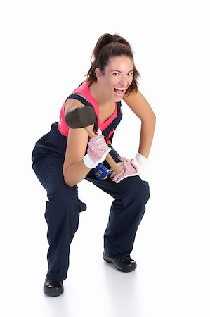 simsearch:400-06079802,k - woman with black rubber mallet on white background Stock Photo - Budget Royalty-Free & Subscription, Code: 400-04534148