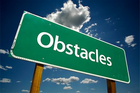 Obstacles Road Sign with dramatic clouds and sky. Stock Photo - Budget Royalty-Free & Subscription, Code: 400-04534268