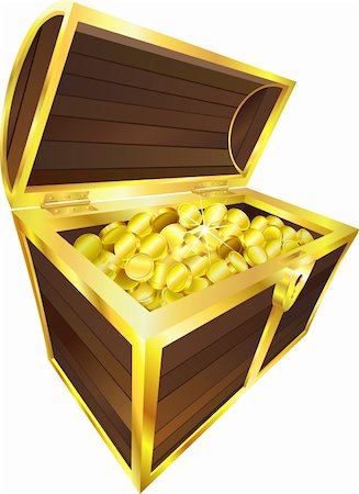 forziere - Illustration of treasure chest containing gold coins Fotografie stock - Microstock e Abbonamento, Codice: 400-04534741