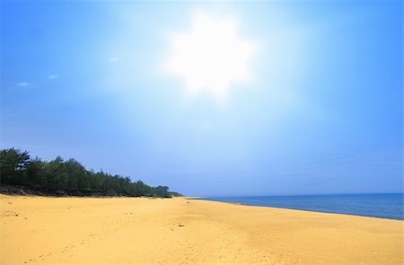 wide empty summer beach with brightly shining sun Stock Photo - Budget Royalty-Free & Subscription, Code: 400-04534864