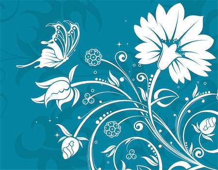 simsearch:400-04136291,k - Flower background with butterfly, element for design, vector illustration Foto de stock - Super Valor sin royalties y Suscripción, Código: 400-04535016