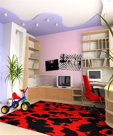 daycare on floor - Interior of a children's room 3d image Stock Photo - Budget Royalty-Free & Subscription, Code: 400-04535127