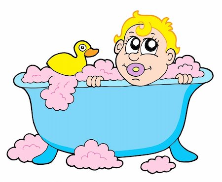 Baby in bath - vector illustration. Stock Photo - Budget Royalty-Free & Subscription, Code: 400-04535959